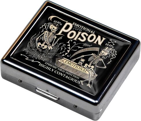 7 Days Chromed Shiny Silver Pill Organizer with Mirror Inside Has 8 Separate Compartments Rectangle Cute Travel Pill Organizer for Purse 7 Days (A Flock of Skeletons) in Saudi Arabia
