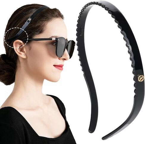 Headband Designed for Eyewear,Flex No Pressure Comfortable Hair Band Fashion Acetate Headbands for Womens Sisters Girls Gifts-Amber in Saudi Arabia