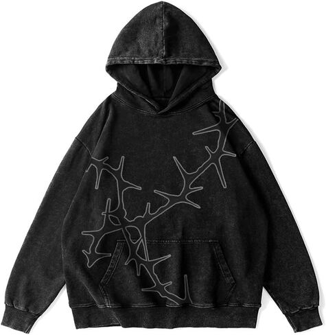 للجنسين Y2K Graphic Hoodies رجال هوديز كبير الحجم الكبير حمض غسل ملابس من النوع الثقيل. in Kuwait