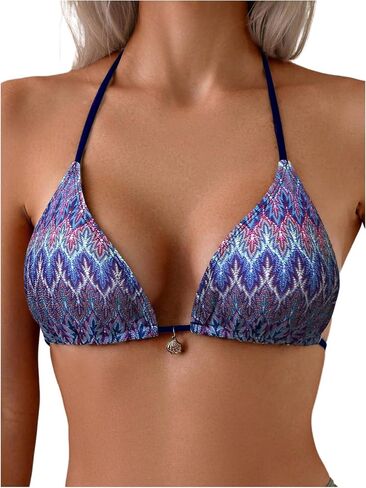 SOLY HUX Women's Bikini Top Allover Printed Halter Triangle Swimsuit Tops Bathing Suit in Kuwait