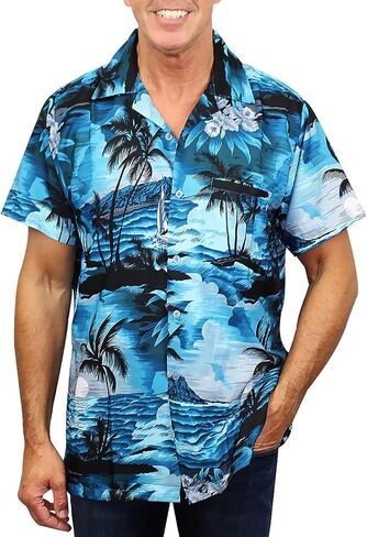 Funky Hawaiian Shirt, Shortsleeve, Parrot, Darkblue, 3XL in Kuwait