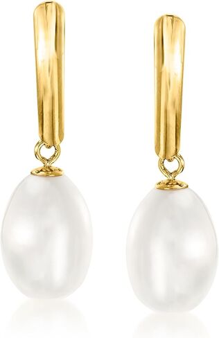 Ross-Simons 8.5-9mm Cultured Pearl Drop Earrings in 14kt Yellow Gold in Saudi Arabia