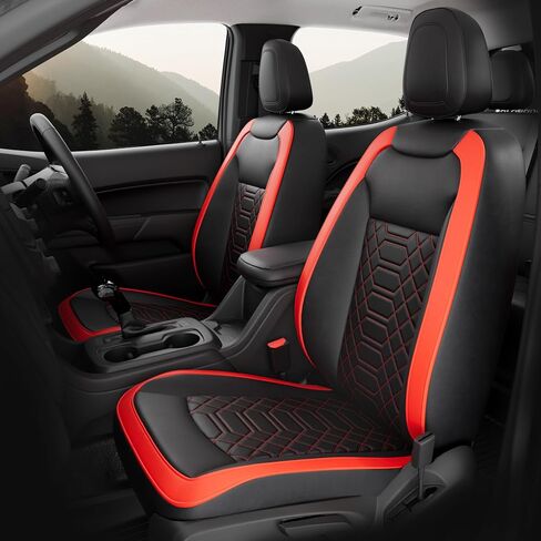 FREESOO Custom 1:1 Seat Covers for Chevy Colorado, Fit for 2014-2022 Colorado Crew Cab Z71 LT ZR2 Work Truck, Faux Leather Seat Covers Full Set - Rear Row W/40/60 Split Seat (BlackRed) 5 seat in Saudi Arabia