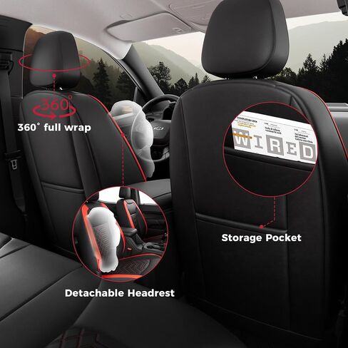FREESOO Custom 1:1 Seat Covers for Chevy Colorado, Fit for 2014-2022 Colorado Crew Cab Z71 LT ZR2 Work Truck, Faux Leather Seat Covers Full Set - Rear Row W/40/60 Split Seat (BlackRed) 5 seat in Saudi Arabia