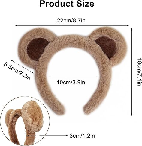 YOWOCAL Bear Ears Headband Animal Ears Hair Hoops Hair Accessories Cosplay Costume for Christmas Halloween Party in Saudi Arabia