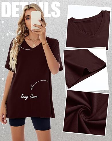 Huukeay Women's Cotton Oversized T Shirts 3 Pack V Neck Loose Fit Half Sleeve Tops Baggy Casual Summer Gym Workout Tees 2026 in Saudi Arabia