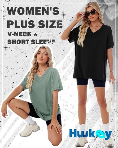 Huukeay Women's Cotton Oversized T Shirts 3 Pack V Neck Loose Fit Half Sleeve Tops Baggy Casual Summer Gym Workout Tees 2026 in Saudi Arabia