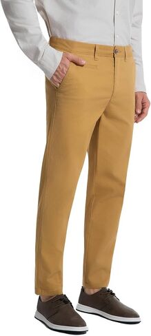 Khaki Pants for Short Men 27" Straight Slim Fit Men’s Dress Chinos Pants Stretch Smart Casual Trousers in Kuwait