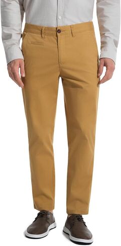 Khaki Pants for Short Men 27" Straight Slim Fit Men’s Dress Chinos Pants Stretch Smart Casual Trousers in Kuwait