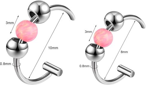 20G Fake Nose Ring Opalite Faux Nose Hoop Fake Nose Piercings for Women Clip On Surgical Steel Faux Nose Rings Snake Bites Non Pierce Cartilage Helix Ear Lip Rings, 8mm/10mm in Saudi Arabia