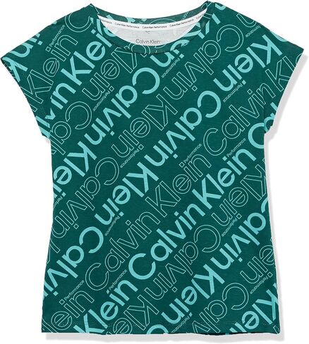 Calvin Klein Girls Short Sleeve Performance T-Shirt, Crew-Neck Neckline & Logo Detailing, S21 Foil White, S7 in Saudi Arabia
