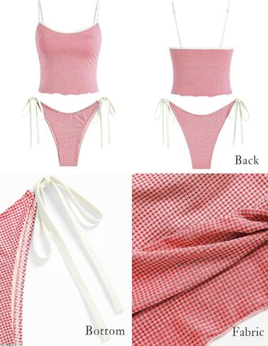 Zaful Tankini Swimsuits for Women Tie Tied Pront Tummy Control Cruffles Bikini يضع بدلات استحمام من قطعتين in Kuwait