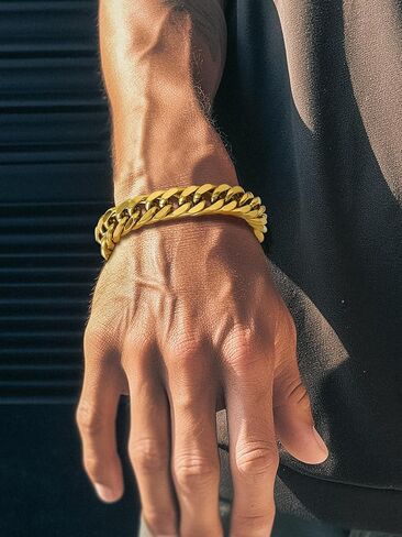 Richsteel Stainless Steel/Gold/Black Plated Link Chain Bracelet for Men 8/12/17mm Width, 7.4/8.2/9 Inch Length Classic Jewelry(Gift Wrapped) in Saudi Arabia