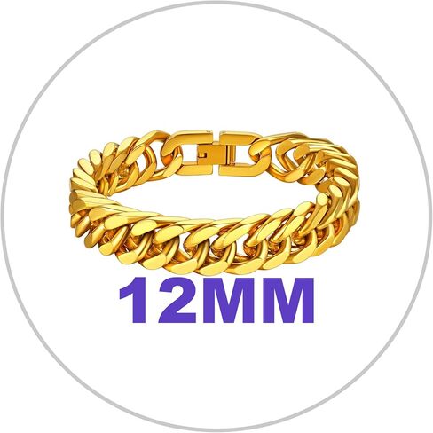 Richsteel Stainless Steel/Gold/Black Plated Link Chain Bracelet for Men 8/12/17mm Width, 7.4/8.2/9 Inch Length Classic Jewelry(Gift Wrapped) in Saudi Arabia