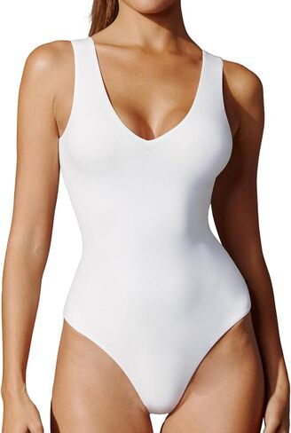 IUGA Bodysuits for Women Tummy Control V Neck Backless Bodysuit Tops Sleeveless Tank Top Body Suits for Women in Saudi Arabia