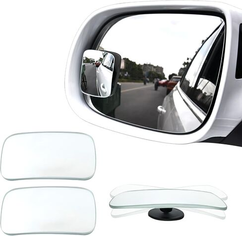 2PCS Blind Spot Mirror, Fan Shaped HD Glass Frameless Convex Rear View Mirror, 360 Degree Adjustable Wide Angle Side Rear View Mirror for Cars SUVs Motorcycles Trucks in Saudi Arabia