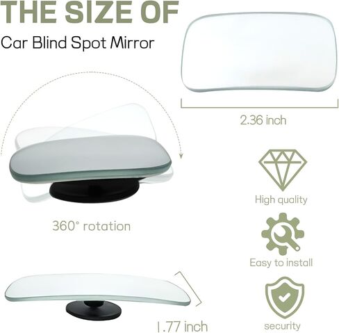 2PCS Blind Spot Mirror, Fan Shaped HD Glass Frameless Convex Rear View Mirror, 360 Degree Adjustable Wide Angle Side Rear View Mirror for Cars SUVs Motorcycles Trucks in Saudi Arabia