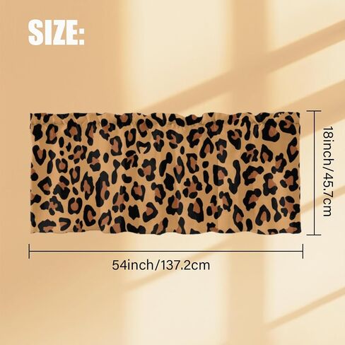 Curtain Valances for Windows Brown-Black Leopard Spot Rod Pocket Window Valances Top Treatment for Bedroom, Living Room, Nursery(54"x18"Inch) in Saudi Arabia
