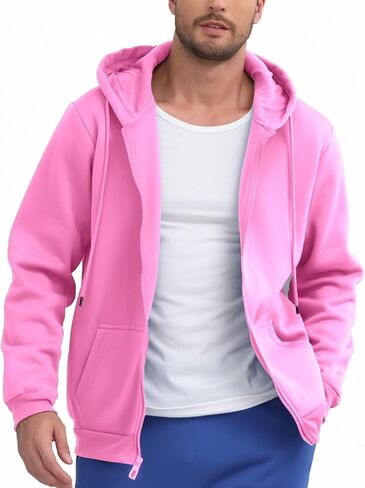 JIHUILAI Men's Fleece Hoodies with Zipper Lightweight Long Sleeve Active Mens Jackets Sports Full Zip Sweatshirts, S-3XL in Kuwait