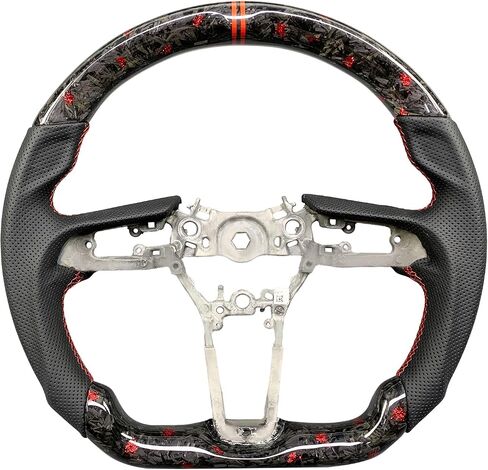 Carbon Fiber Steering Wheel For Mazda 3 CX-50 CX-30 Nappa Perforated Leather Grip Hand-Stitched with Hand Stitching D-shaped Steering Wheel Interior Accessories (Red return marker twill carbon) in Saudi Arabia