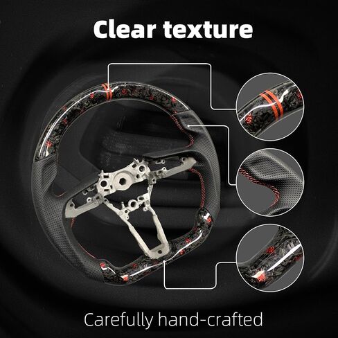 Carbon Fiber Steering Wheel For Mazda 3 CX-50 CX-30 Nappa Perforated Leather Grip Hand-Stitched with Hand Stitching D-shaped Steering Wheel Interior Accessories (Red return marker twill carbon) in Saudi Arabia