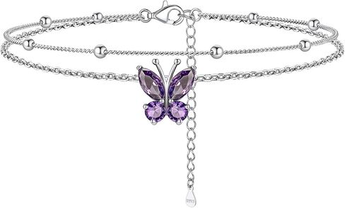 Bestyle Butterfly Anklets for Women Hypoallergenic Sterling Silver Ankle Chain Waterproof, Adjustable Plus Size Anklets for Women Big Ankles 8.66'+2" in Saudi Arabia