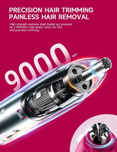 Rechargeable Ear and Nose Hair Trimmer - 2022 Professional Painless Eyebrow & Facial Hair Trimmer for Men Women, Powerful Motor and Dual-Edge Blades for Smoother Cutting, Black in Kuwait