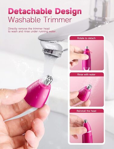 Rechargeable Ear and Nose Hair Trimmer - 2022 Professional Painless Eyebrow & Facial Hair Trimmer for Men Women, Powerful Motor and Dual-Edge Blades for Smoother Cutting, Black in Kuwait