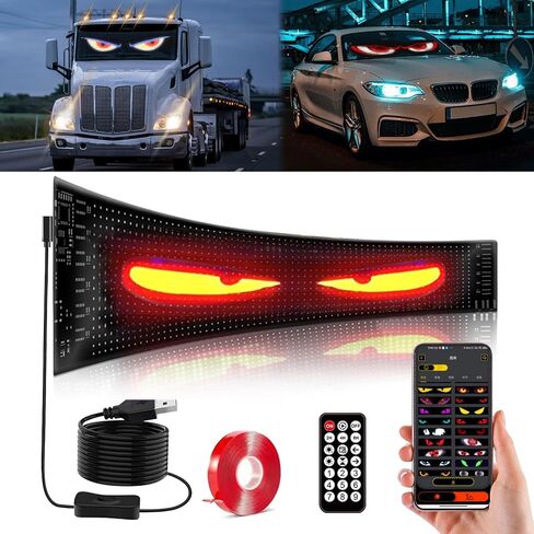 52in*7.5in Devil Eyes Light for Cars, Programmable Devil Eyes Light for Windshield, Flexible LED Eyes for Car, Led Eyes for Car Windshield for Windows of Cars and Small to Medium-Sized Trucks in Kuwait