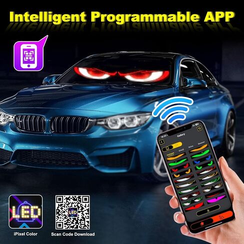 52in*7.5in Devil Eyes Light for Cars, Programmable Devil Eyes Light for Windshield, Flexible LED Eyes for Car, Led Eyes for Car Windshield for Windows of Cars and Small to Medium-Sized Trucks in Kuwait