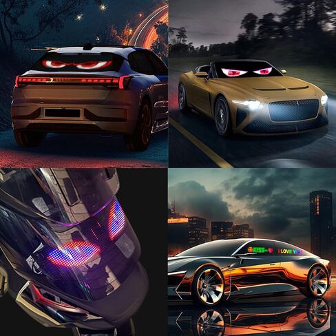 52in*7.5in Devil Eyes Light for Cars, Programmable Devil Eyes Light for Windshield, Flexible LED Eyes for Car, Led Eyes for Car Windshield for Windows of Cars and Small to Medium-Sized Trucks in Kuwait