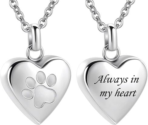 Pet Heart Cremation Jewelry For Ashes For Dog/Cat Paw Stainless Steel Memorial Locket Urn Necklace Paw Print Pet Heart Urn Necklace Memorial Keepsake Jewelry Ashes in Kuwait
