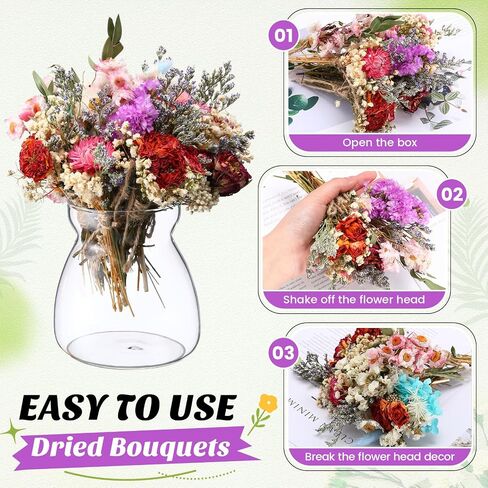 Nuanchu 30 Pcs Mini Dried Floral Flower Brazilian Daisy Bouquets Dried Embossing Flowers with Stem for Vase, Wedding, Fall, DIY Scrapbook Card Party Decor (Fall) in Saudi Arabia