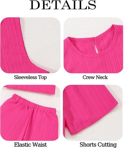 Cute Clothes for Girl Summer Outfits Kids Sleeveless Crop Tank Top Shorts Tween Girls Trendy Clothing Set Size 8-12 in Saudi Arabia