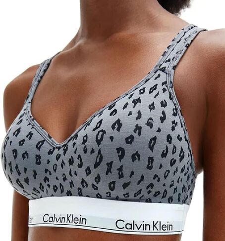 Calvin Klein Women's Modern Cotton Lightly Lined Bralette (Savannah Cheetah Pewter, Small) in Saudi Arabia