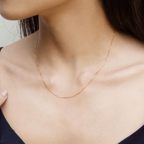 14k Gold Over 925 Sterling Silver Chain Necklace for Women Layering Necklaces 18" 1.6mm Cable Chain Necklace Sturdy & Shiny Women's Gold Chain Necklaces Upgraded Spring-Ring Clasp in Saudi Arabia