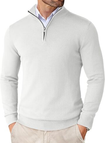 Coofandy Men's Quarter Zip Up Sweaters Slim Fit Lightweight Mock Neck Pullover Casual Polo Sweater in Saudi Arabia