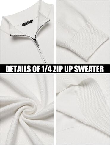 Coofandy Men's Quarter Zip Up Sweaters Slim Fit Lightweight Mock Neck Pullover Casual Polo Sweater in Saudi Arabia