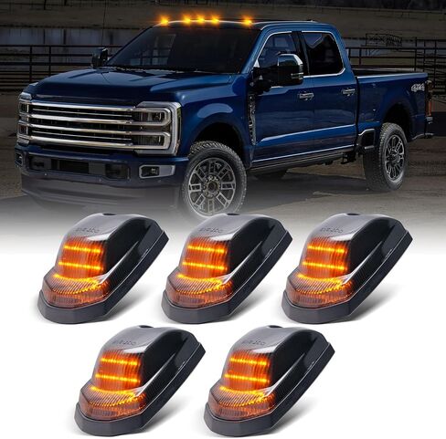 LED Cab Roof Marker Lights Compatible with F250 F350 F450 F550 Super Duty 2017-2024, 5pcs Clearance Top Cab Lights for Pickup Trucks, Clear Len + White Light in Saudi Arabia