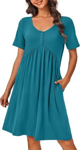 Ekouaer Womens House Dress Floral Print Nightgown with Pockets Mumu Dress S-XXL in Saudi Arabia