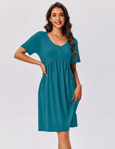Ekouaer Womens House Dress Floral Print Nightgown with Pockets Mumu Dress S-XXL in Saudi Arabia