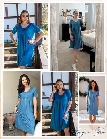 Ekouaer Womens House Dress Floral Print Nightgown with Pockets Mumu Dress S-XXL in Saudi Arabia