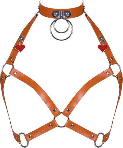 Women's PU Leather Harness Body Tops Corset Lingerie Hollow Out Punk Gothic Adjustable Size Festival Rave in Saudi Arabia