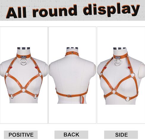 Women's PU Leather Harness Body Tops Corset Lingerie Hollow Out Punk Gothic Adjustable Size Festival Rave in Saudi Arabia
