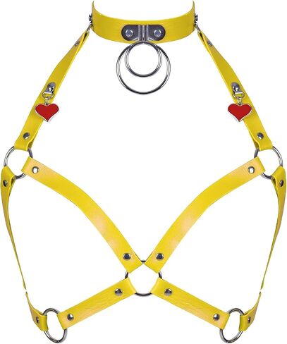 Women's PU Leather Harness Body Tops Corset Lingerie Hollow Out Punk Gothic Adjustable Size Festival Rave in Saudi Arabia