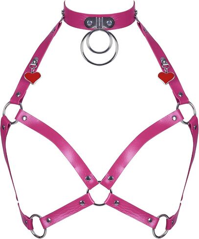 Women's PU Leather Harness Body Tops Corset Lingerie Hollow Out Punk Gothic Adjustable Size Festival Rave in Saudi Arabia