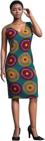 BAZINRICHE African Women Dresses Sleeveless Slim Ankara Short Dress African Printed Dashiki V Collar Skirt in Kuwait
