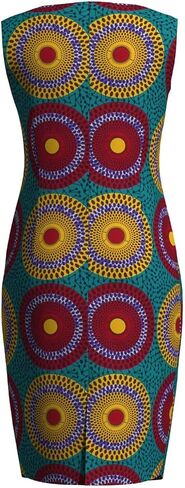 BAZINRICHE African Women Dresses Sleeveless Slim Ankara Short Dress African Printed Dashiki V Collar Skirt in Kuwait