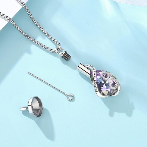 Vito Sterling Silver Urn Necklace for Ashes, Customized Cross/Heart/Angel Wings/Tree of Life/Cardinal Cremation Keepsake Jewelry Memorial Funeral Gift for Women Men, 22" in Kuwait