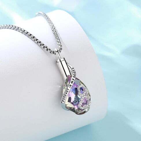 Vito Sterling Silver Urn Necklace for Ashes, Customized Cross/Heart/Angel Wings/Tree of Life/Cardinal Cremation Keepsake Jewelry Memorial Funeral Gift for Women Men, 22" in Kuwait